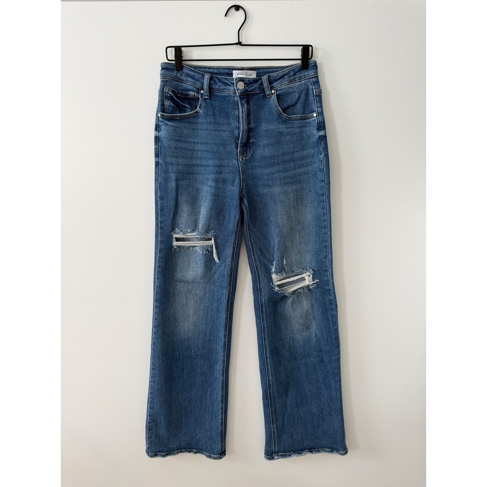 Risen Jeans Los Angeles Distressed Straight Leg Blue Denim RDP5318 Size 11/30